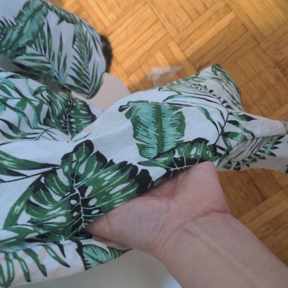 100% Linen leaf print shift dress - Picture 3 of 5